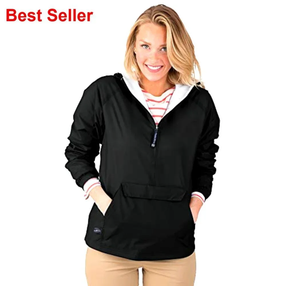 Water-Resistant Windbreaker Pullover with Cotton Flannel Lining